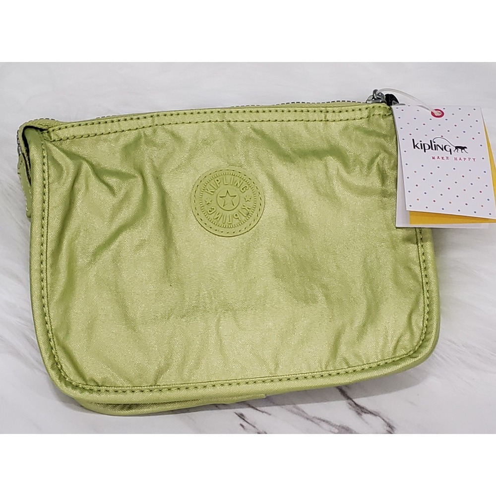 NEW Kipling Harrie makeup pouch metallic mint green AC8257